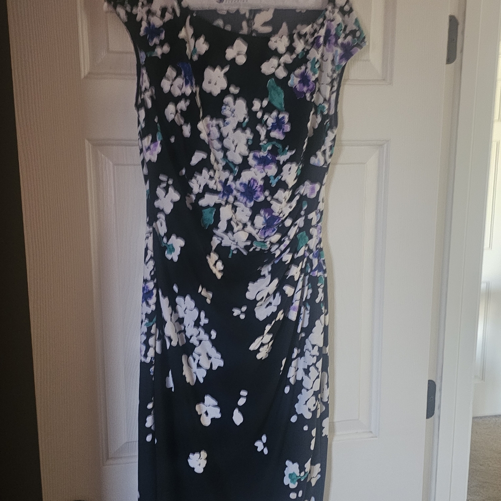 Ralph Lauren Navy with Floral Midi Dress